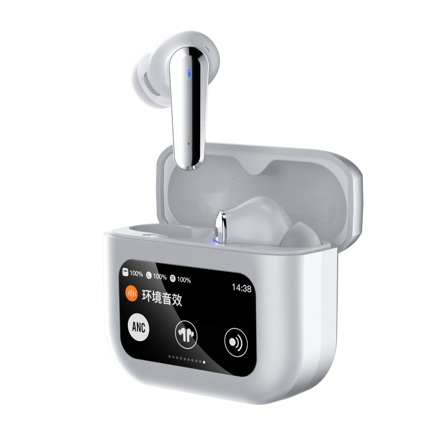 New Multi-function LCD Color Screen Long Battery Life Real Wireless Bluetooth Headset ANC Active Noise Reduction Waterproof - Move to future
