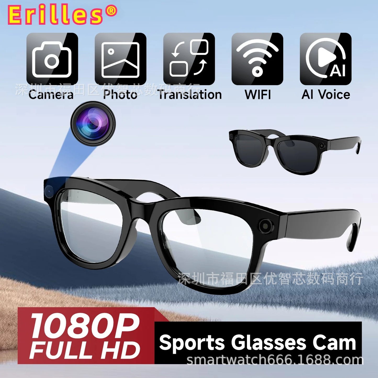 Cross-Border New Ai Glasses Sunglasses Can Make Calls, Record Videos, Take Photos, Translate Hd 1080P Anti-Shake M01 - Move to future