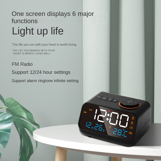 Multifunctional LED Charging Clock Control Radio FM Radio Alarm Clock 2 Sets Of Alarm Clock Voice Control Dimming Sound - Move to future