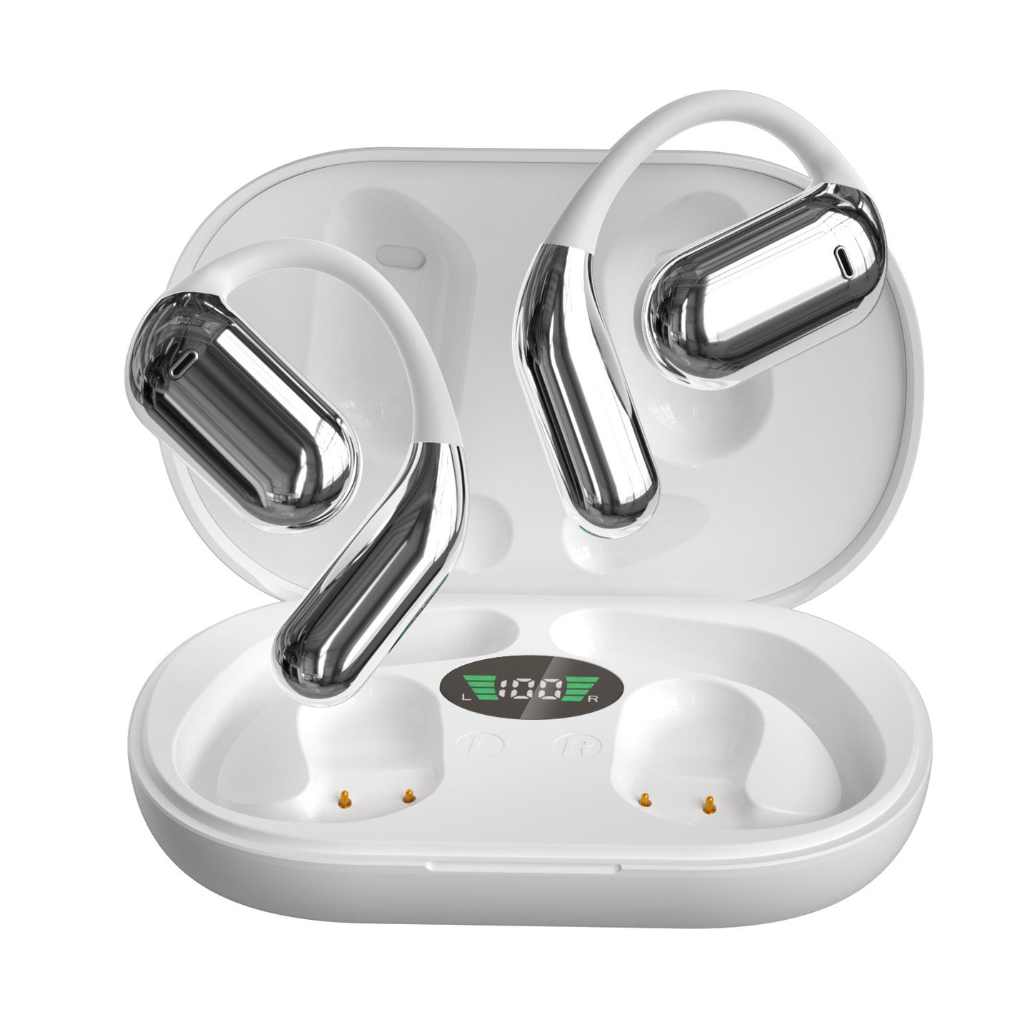 LCD Color Screen Bluetooth Headset Open No-Ear Sports Wireless Intelligent AI Translation Headset - Move to future