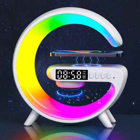 New Multifunctional Bluetooth Speaker Nightlight Wireless Charger Clock Alarm Clock Atmosphere Light Gift Audio