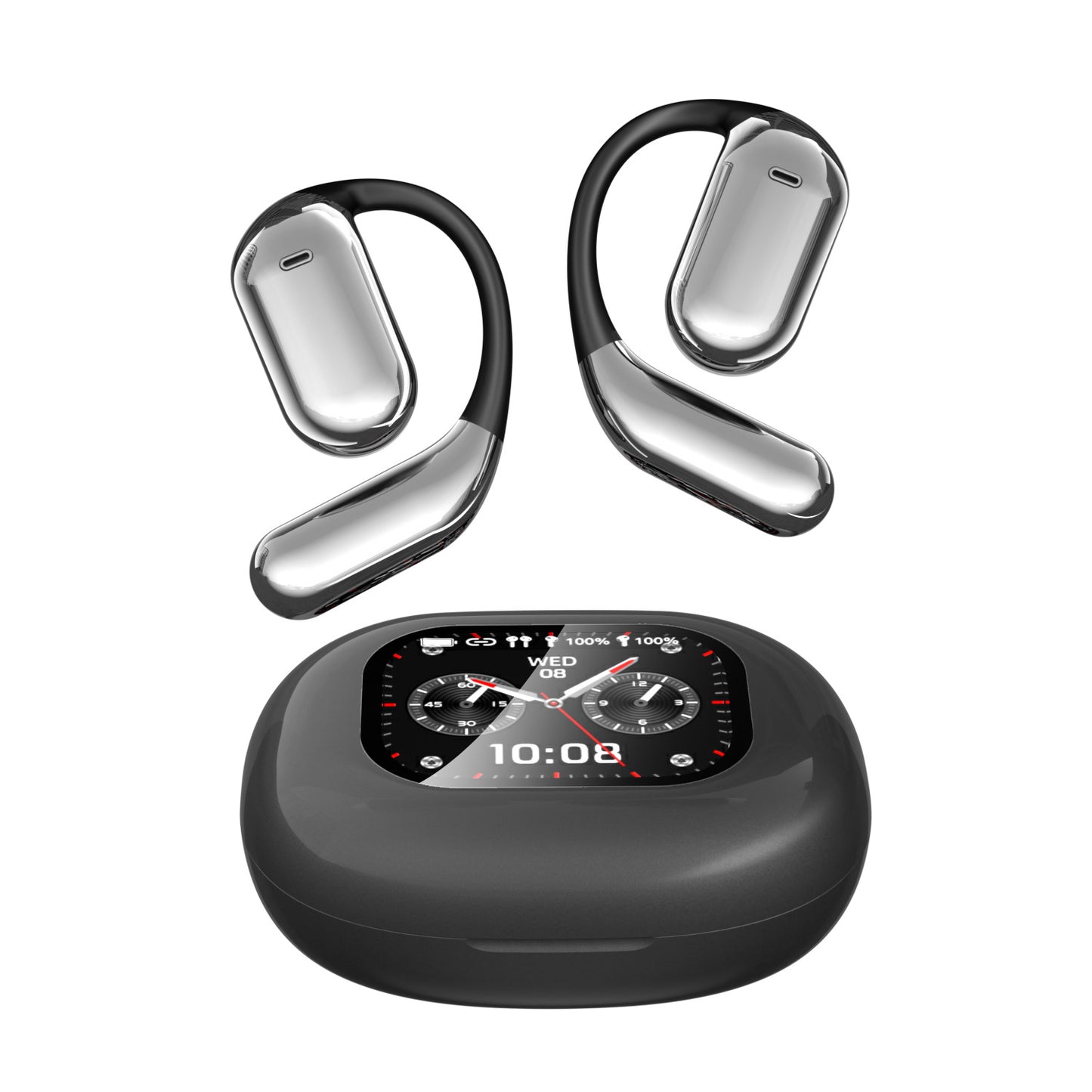 LCD Color Screen Bluetooth Headset Open No-Ear Sports Wireless Intelligent AI Translation Headset - Move to future