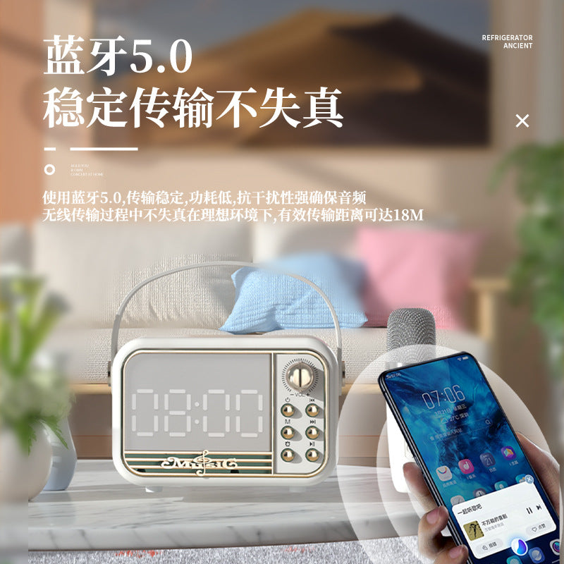 Creative Display Bluetooth Speaker Wireless Home Subwoofer Desktop USB Mini Clock Stereo - Move to future