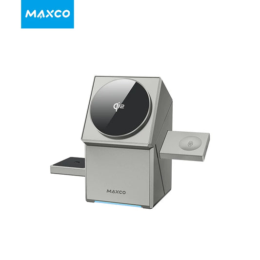 MAXCO Mineng Touch Rotary Wireless Charger Qi2 Protocol Is Suitable For Apple Magsafe Magnetic Fast Charging IPhone15 Mobile Phone IWatch Watch AirPods Headset Three-in-one - Move to future