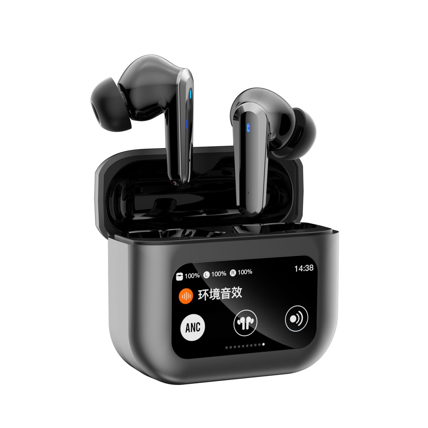 New Multi-function LCD Color Screen Long Battery Life Real Wireless Bluetooth Headset ANC Active Noise Reduction Waterproof - Move to future