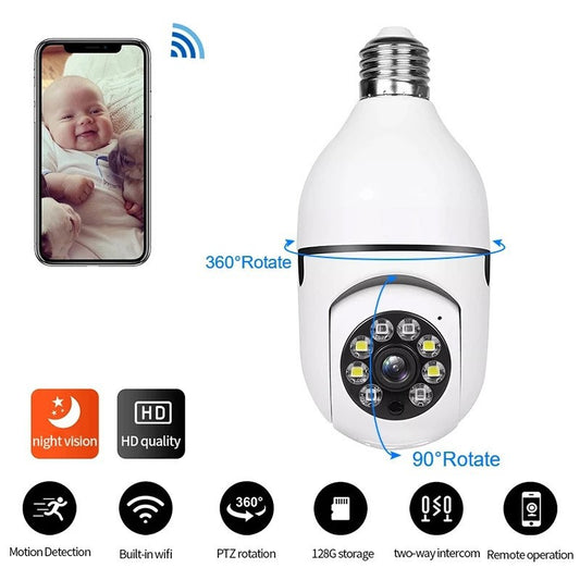 E27 Smart High-definition Night Vision Surveillance Sports Camera 1080p Hd Camera Head - Move to future