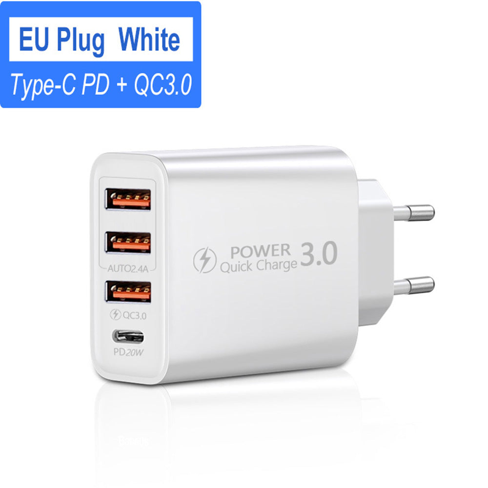 Travel Charger US Regulations 3USB + Type-C Charging Head 3USB + PD Multi-phone Adapter - Move to future