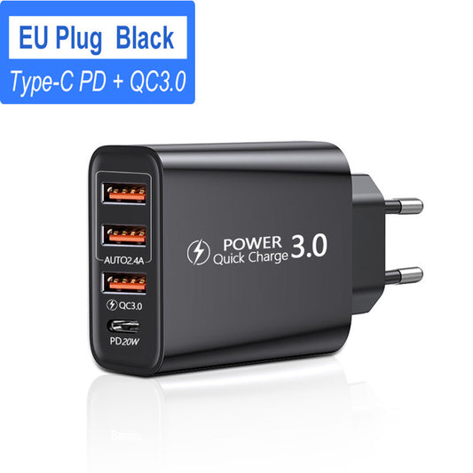 Travel Charger US Regulations 3USB + Type-C Charging Head 3USB + PD Multi-phone Adapter - Move to future