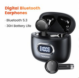Toocki V08 TWS True Wireless Bluetooth 5.3 Half In-ear Design Overtime Long Battery Life Waterproof Sweat-proof Headset - Move to future