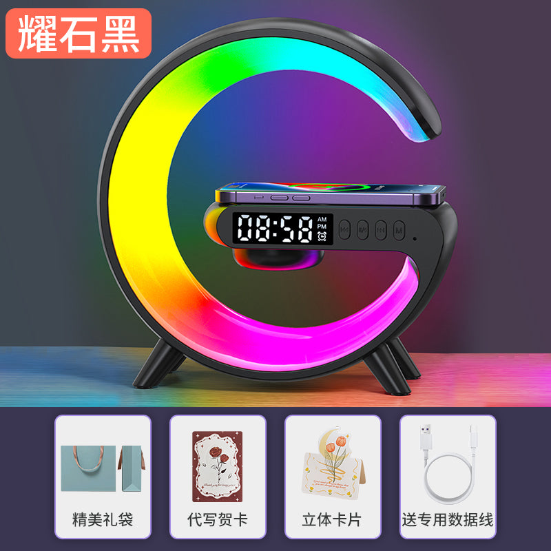 New Multifunctional Bluetooth Speaker Nightlight Wireless Charger Clock Alarm Clock Atmosphere Light Gift Audio - Move to future