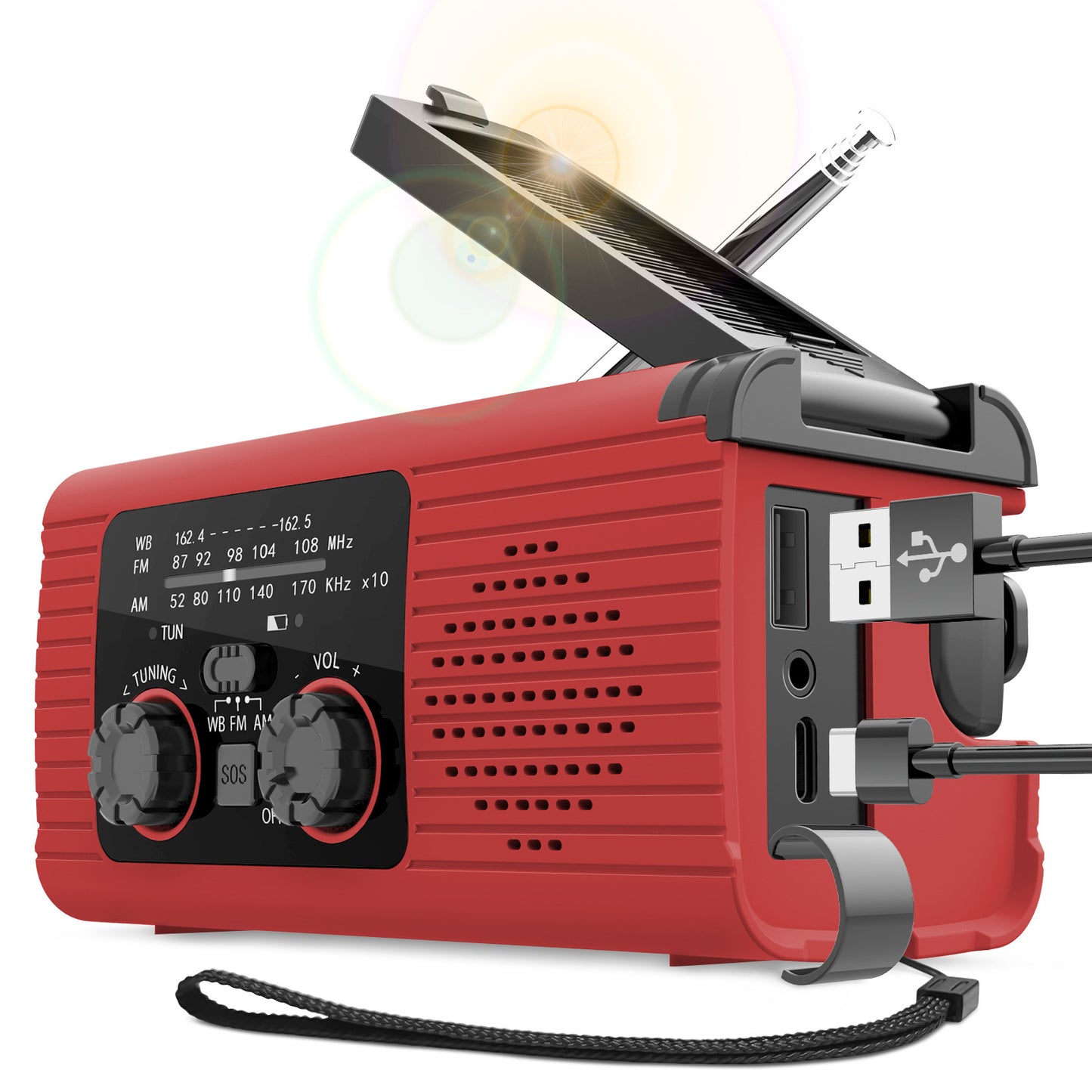 Multi-function FMAM Solar Hand-cranked Charging Mobile Phone Emergency Radio Charging Lighting Disaster Prevention Radio - Move to future