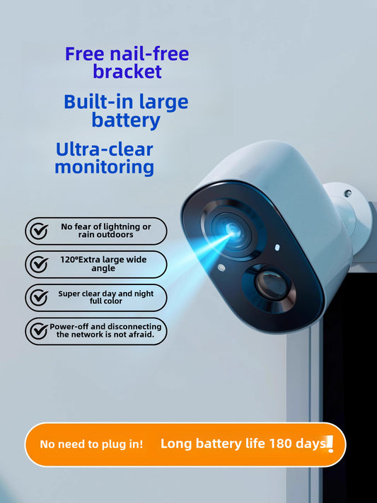 Battery Surveillance Camera Camera Head Wireless Wifi With Mobile Phone Remote With Voice Plug-in Punch-free Home - Move to future