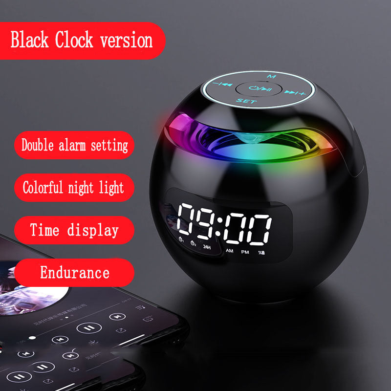 Ball Clock Alarm Clock Bluetooth Speaker Mini Portable Card Small Subwoofer Stereo Colorful Gifts - Move to future