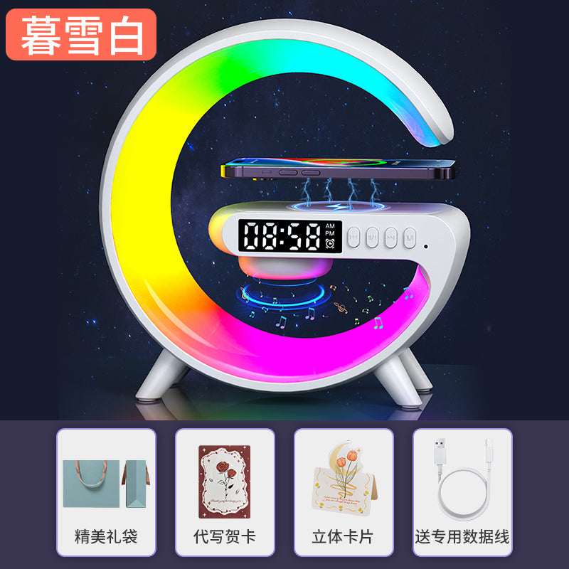 New Multifunctional Bluetooth Speaker Nightlight Wireless Charger Clock Alarm Clock Atmosphere Light Gift Audio - Move to future